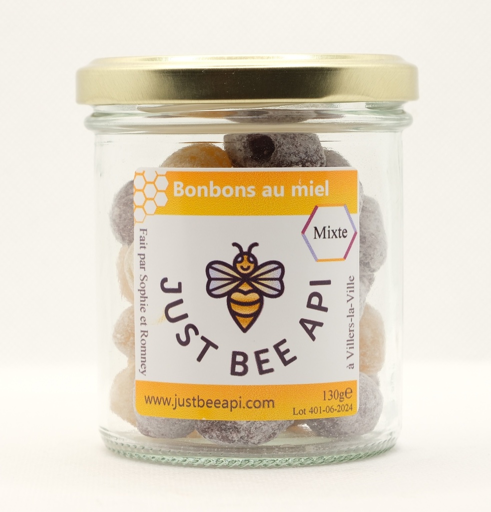 [Bo-Mixte260] Bonbons au miel – Assortiment mixte ( passion, miel, cassis) 260gr