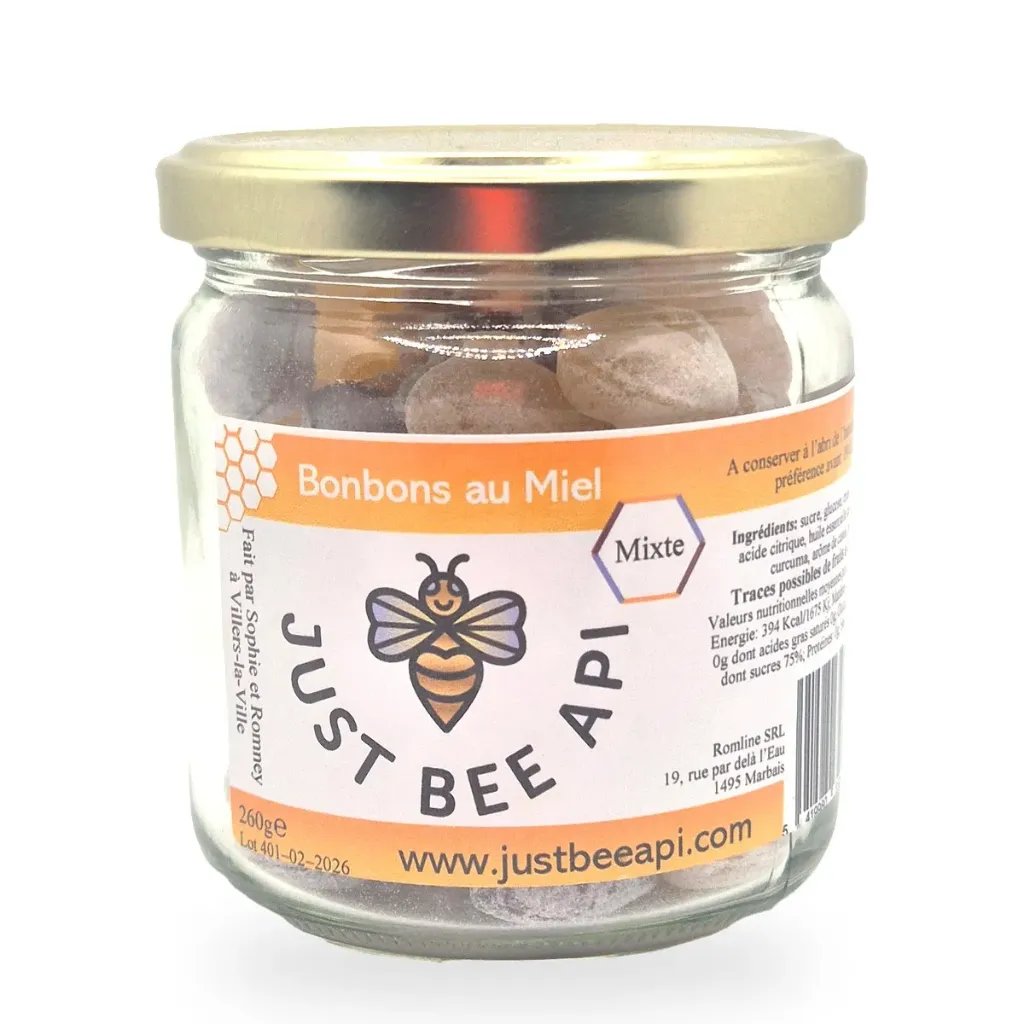 Bonbons au miel – Assortiment mixte (miel, cassis, citron, sureau) 260gr